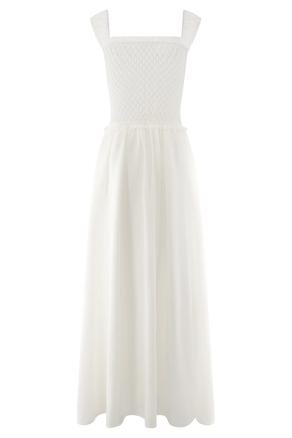 Tahlia Pointelle Knit Midi Dress - White