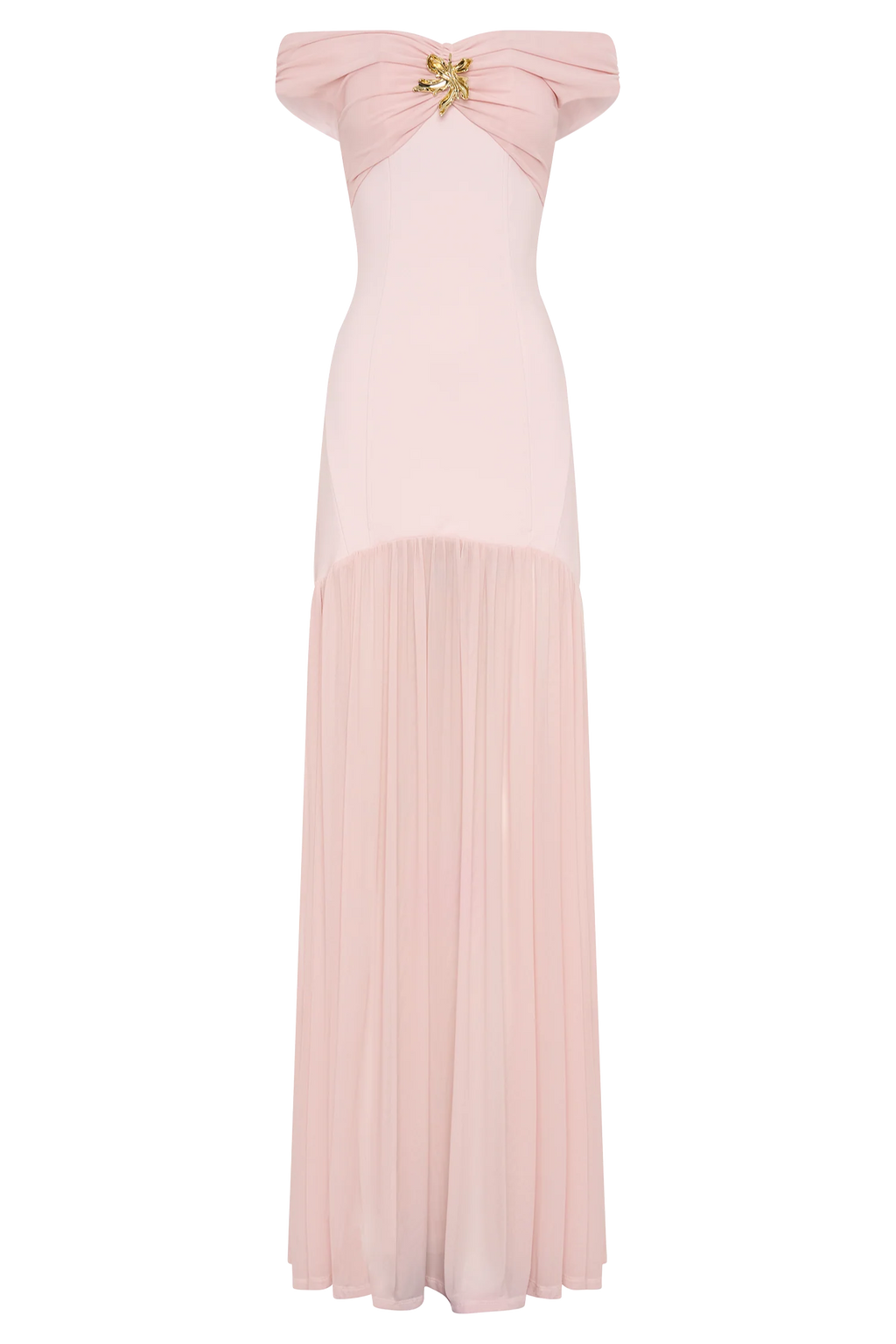 Kellie Off Shoulder Crepe Maxi Dress - Blush Pink