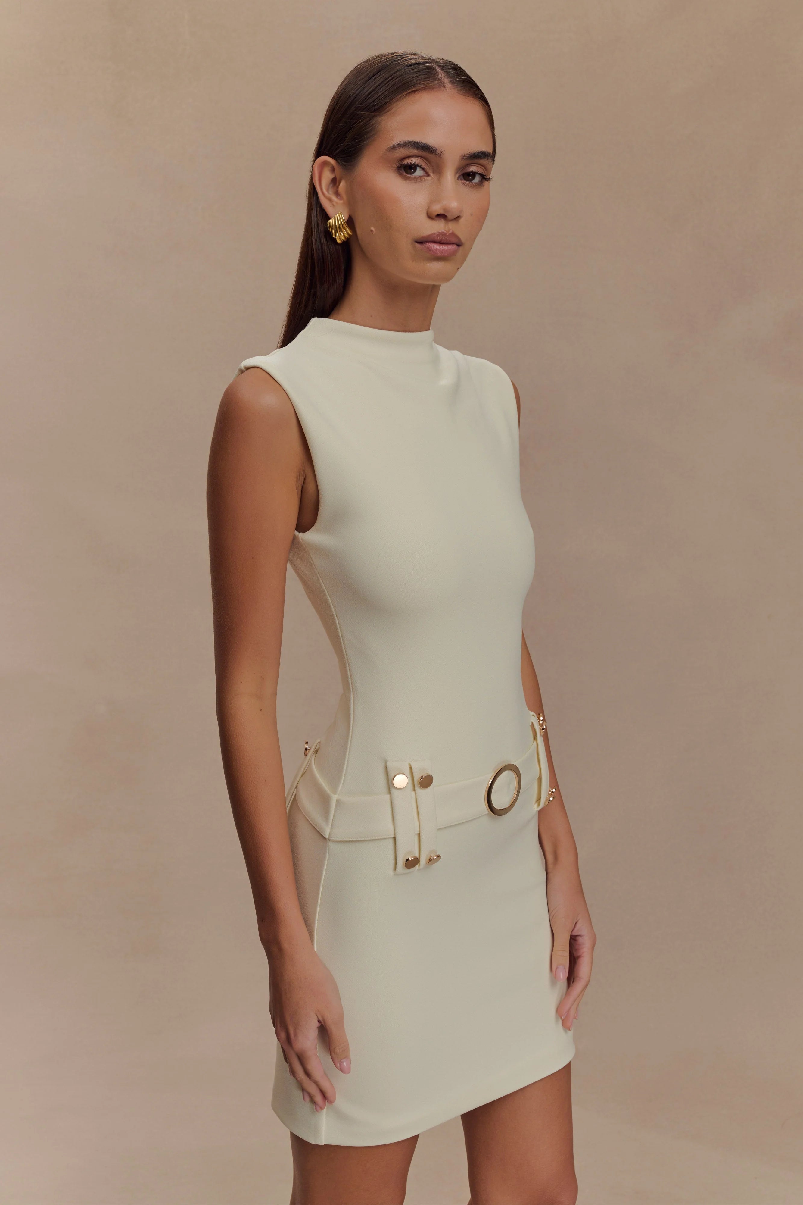 Scheana Stretch Crepe Mini Dress - Ivory
