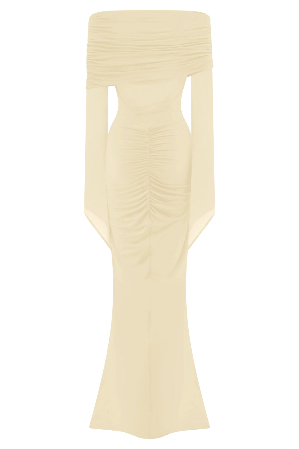 Kaitlin One Shoulder Slinky And Mesh Maxi Dress - Ivory