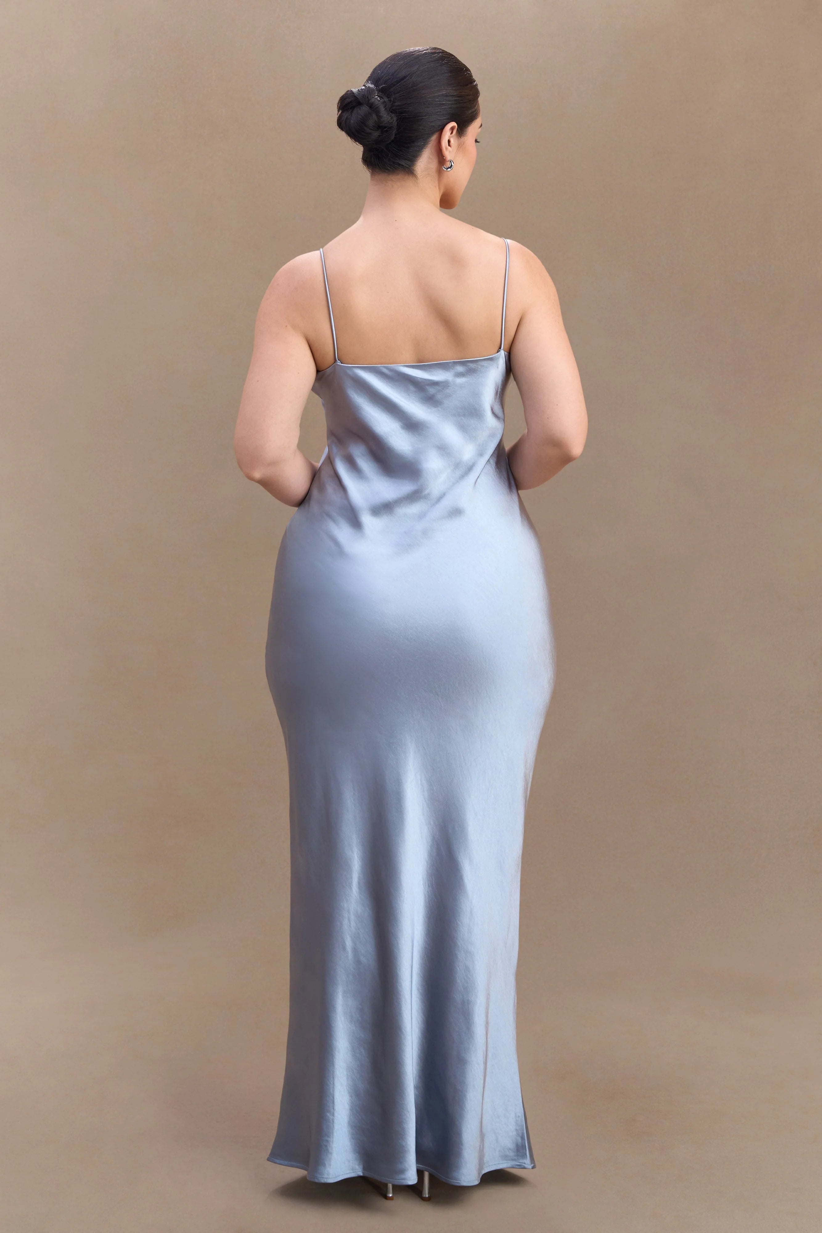 Lilly Sweetheart Satin Maxi Dress - Frosted Blue