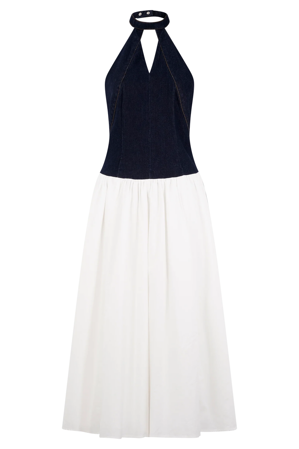 Ashwin Denim Cotton Midi Dress - Indigo Blue