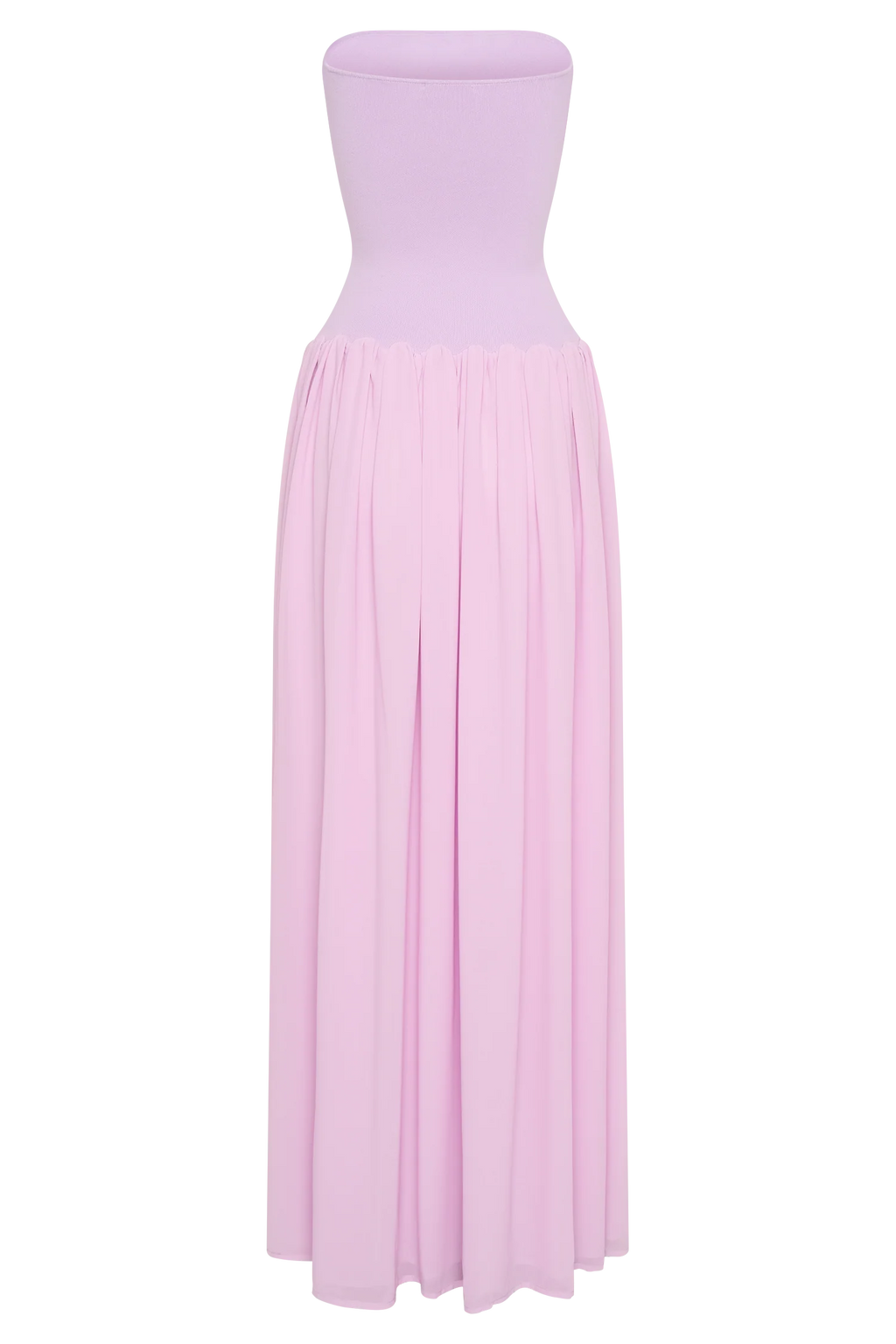 Lyanna Knit And Chiffon Strapless Maxi Dress - Lilac