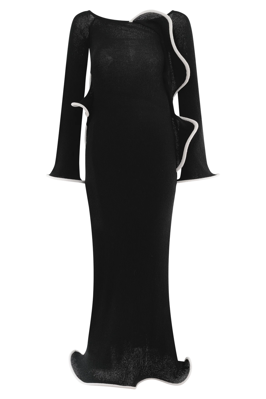 Sandrine Off Shoulder Knit Maxi Dress - Black/White