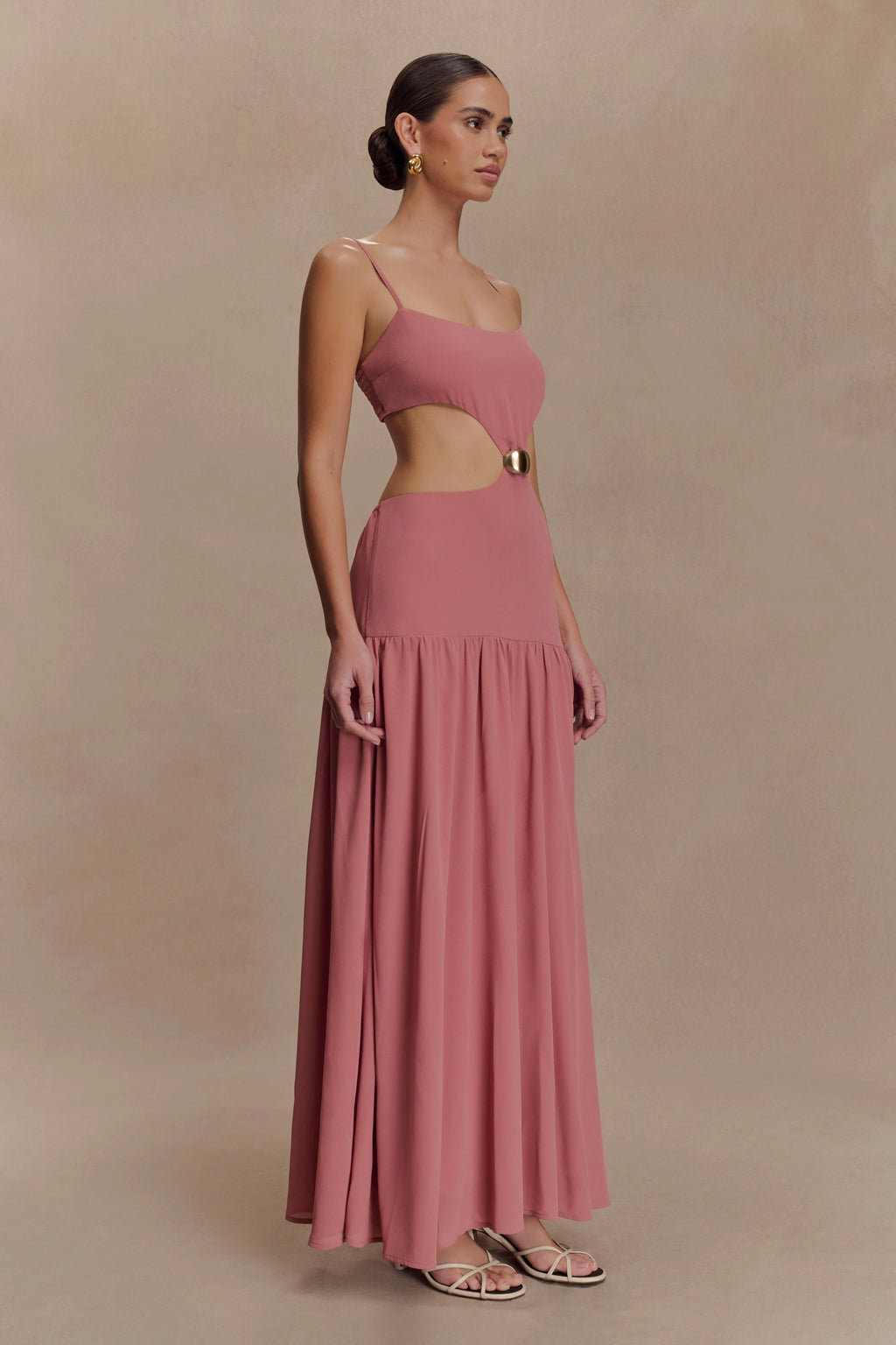 Georgina Chiffon Midi Dress - Burnt Rose