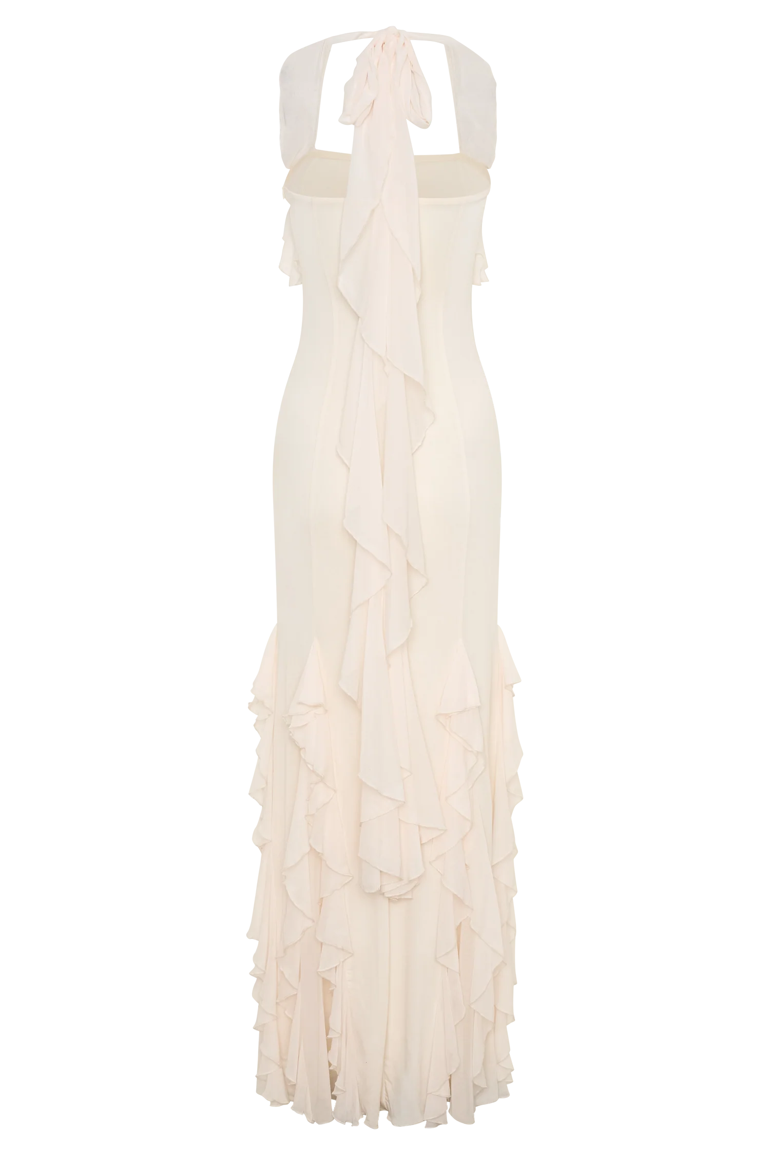 Etta Ruffle Slinky Maxi Dress - Ivory