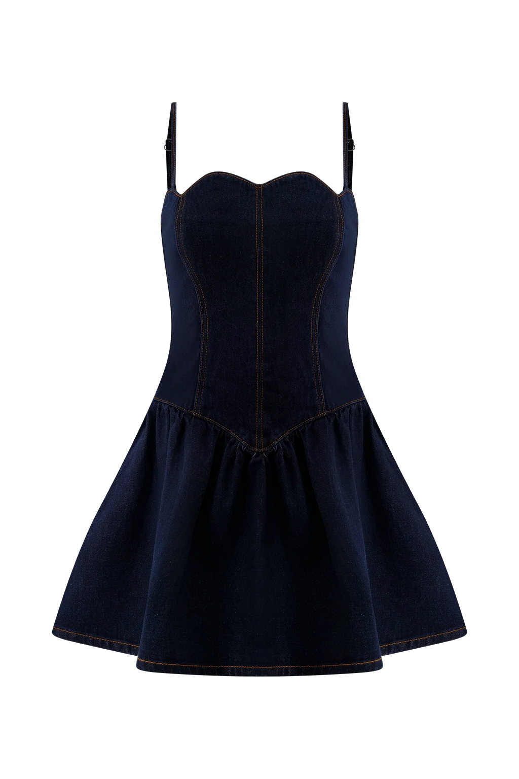 Cheyenne Scallop Denim Mini Dress - Indigo Blue