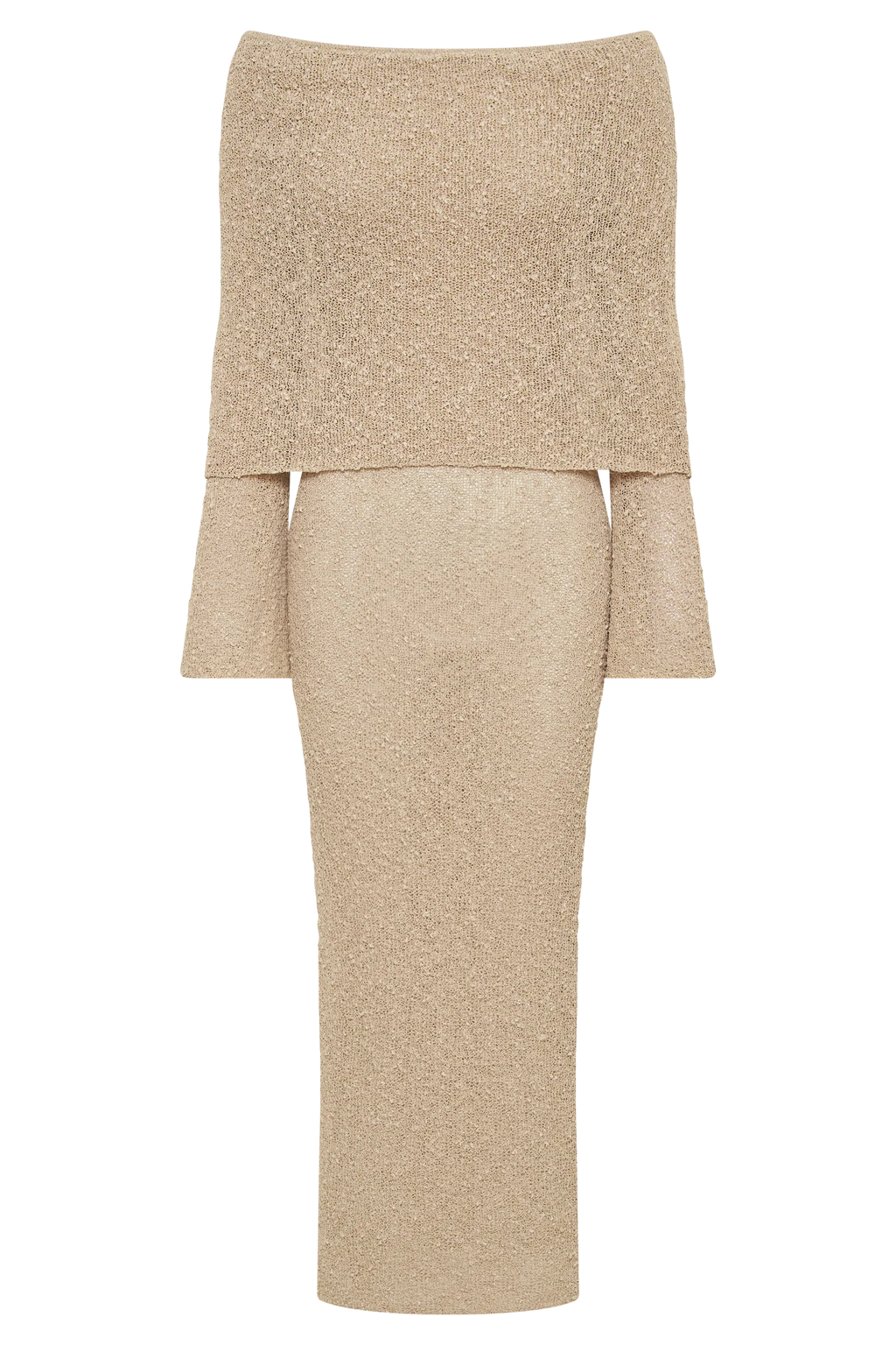 Marisol Off Shoulder Boucle Maxi Dress - Wheat
