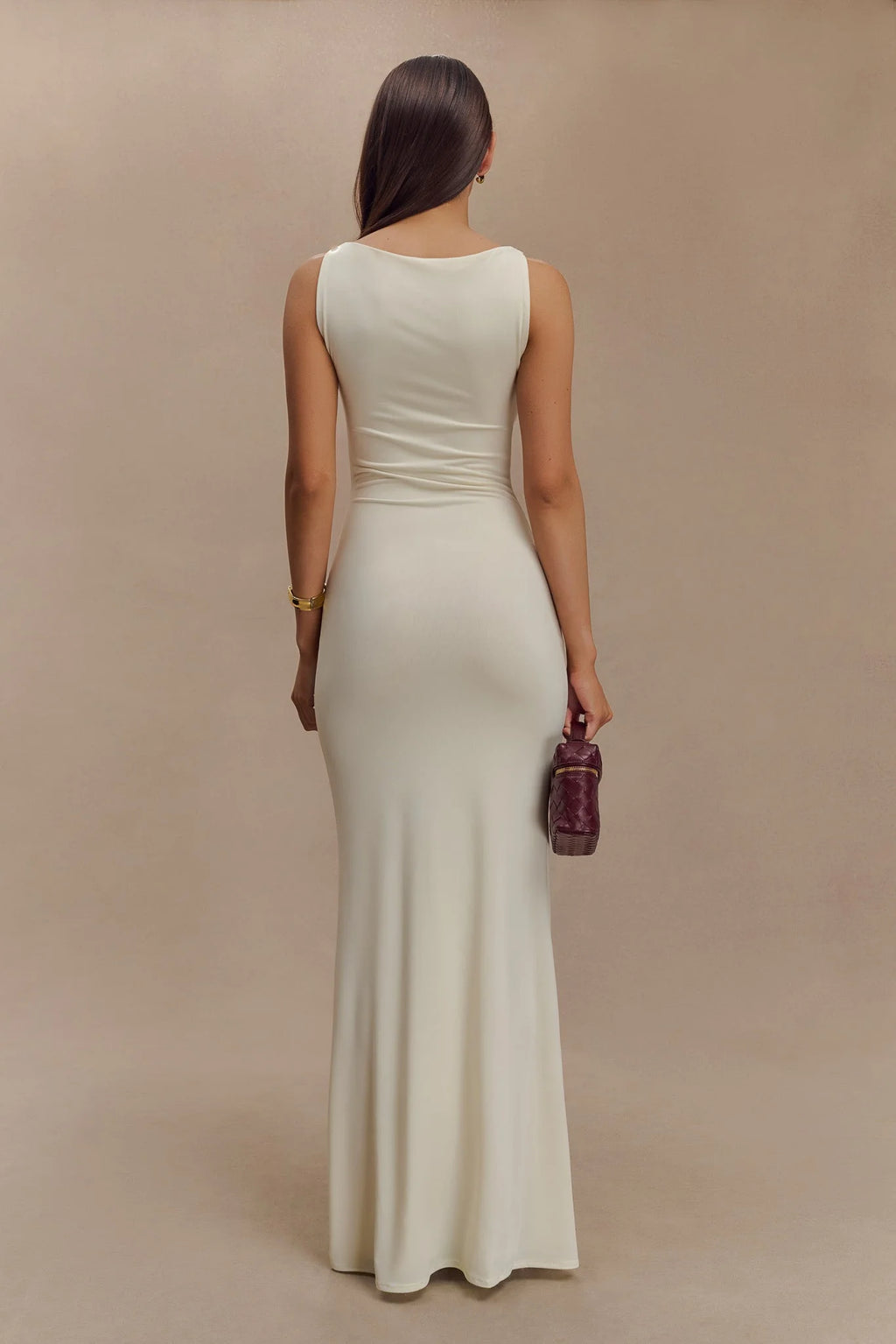 Tarna Sleeveless Slinky Maxi Dress - Bone