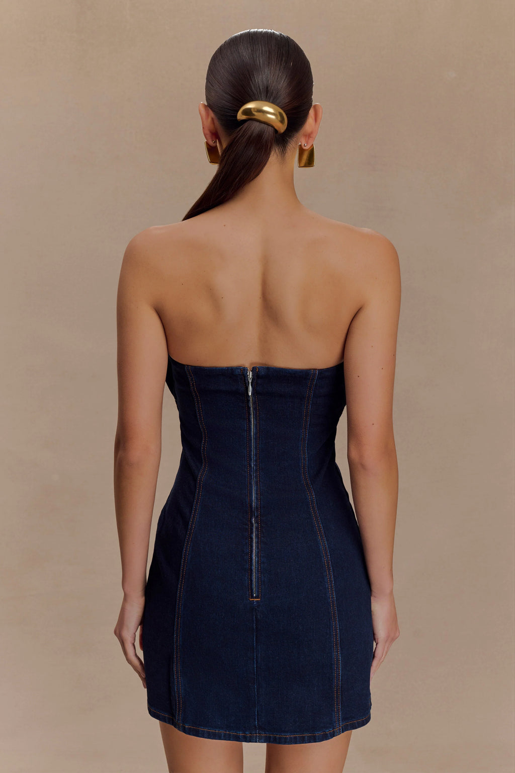 Raesha Frill Denim Mini Dress - Indigo Blue