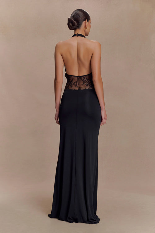 Bonnie Slinky And Lace Maxi Dress - Black
