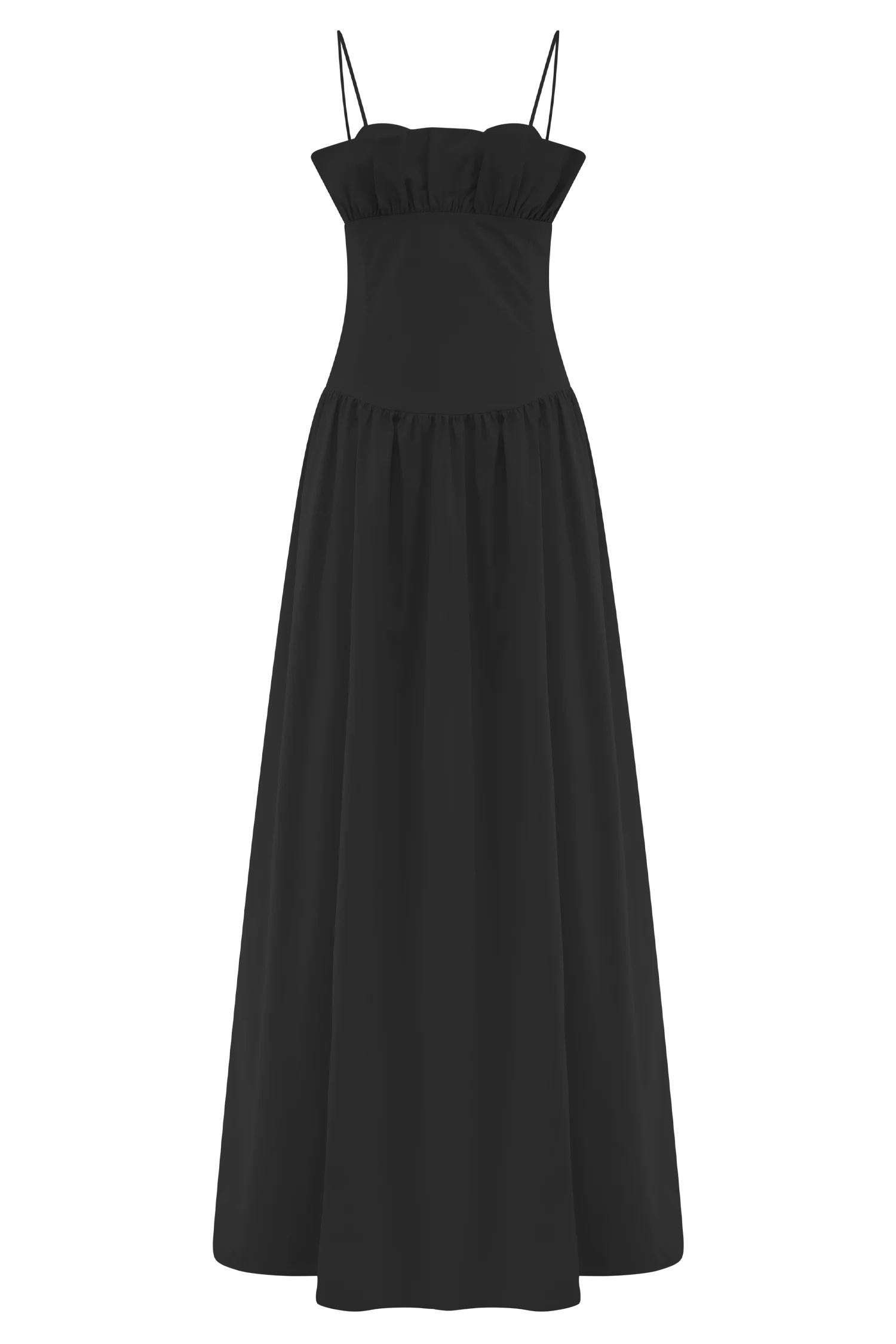 Janis Cotton Frill Maxi Dress - Black