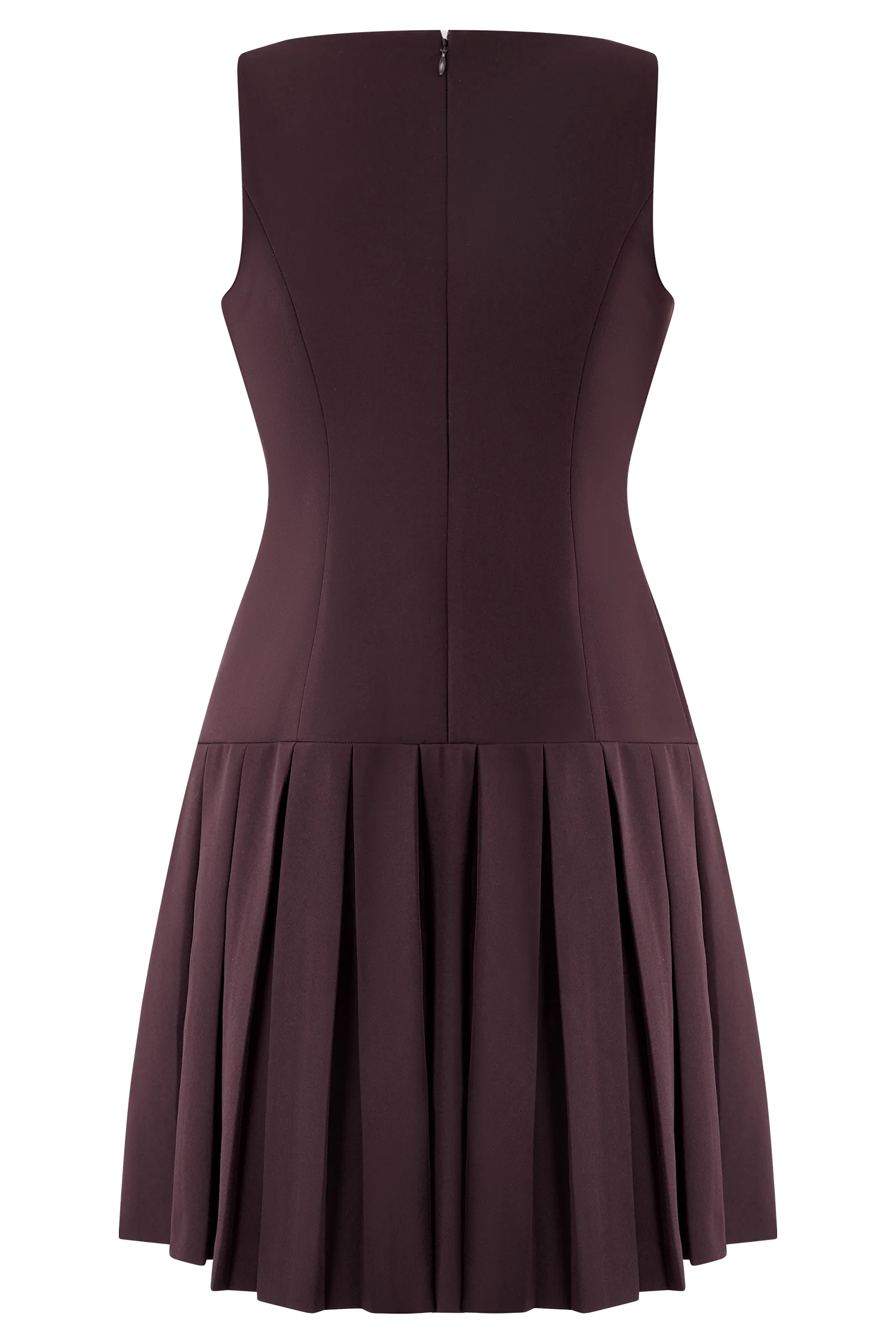 Mackenzie Sleeveless Pleated Mini Dress - Mahogany