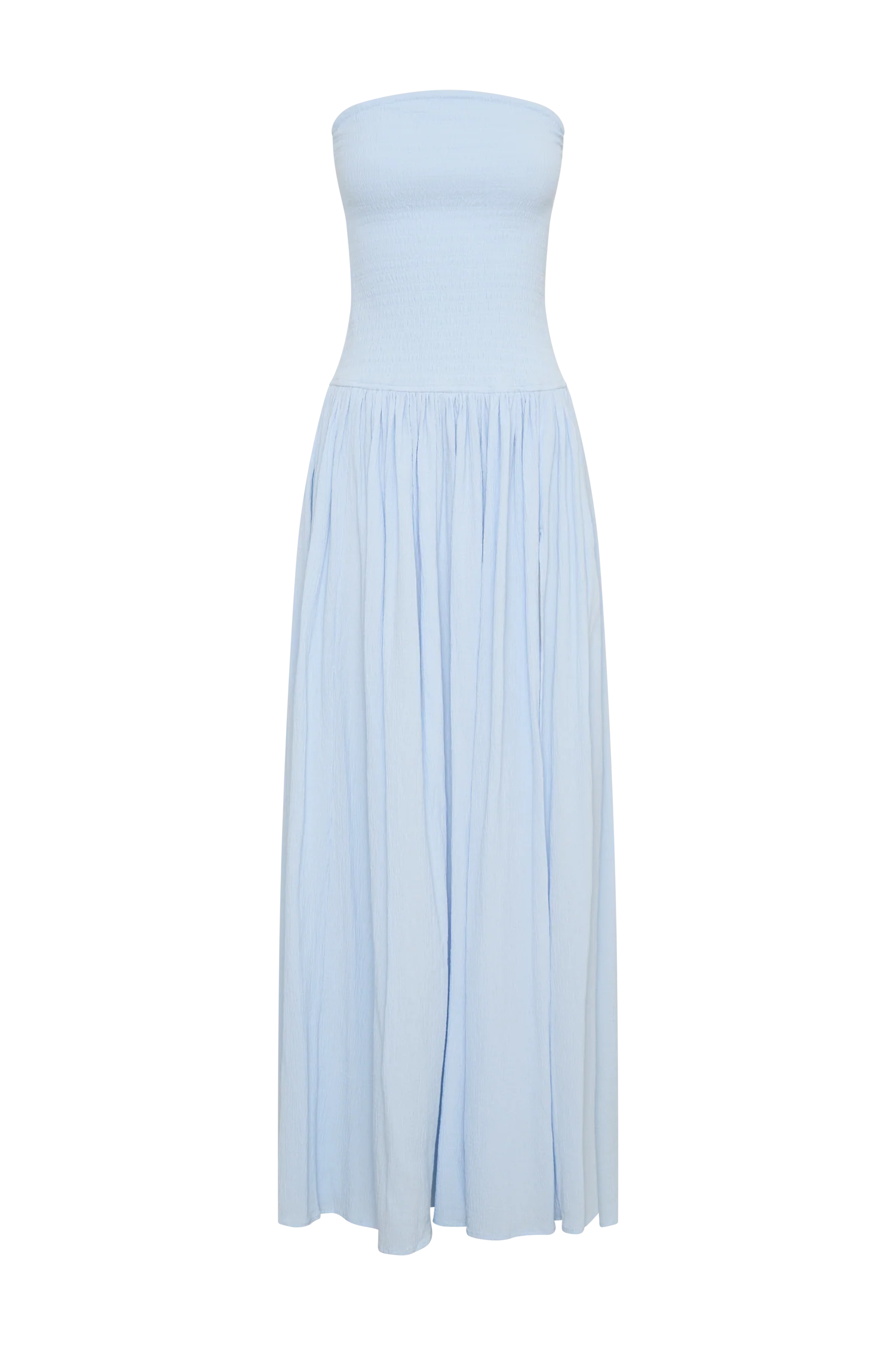 Maureen Cotton Shirring Maxi Dress - Powder Blue