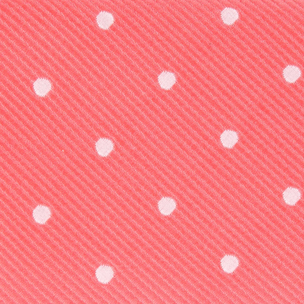 Coral Pink with White Polka Dots Fabric Skinny Tie M139