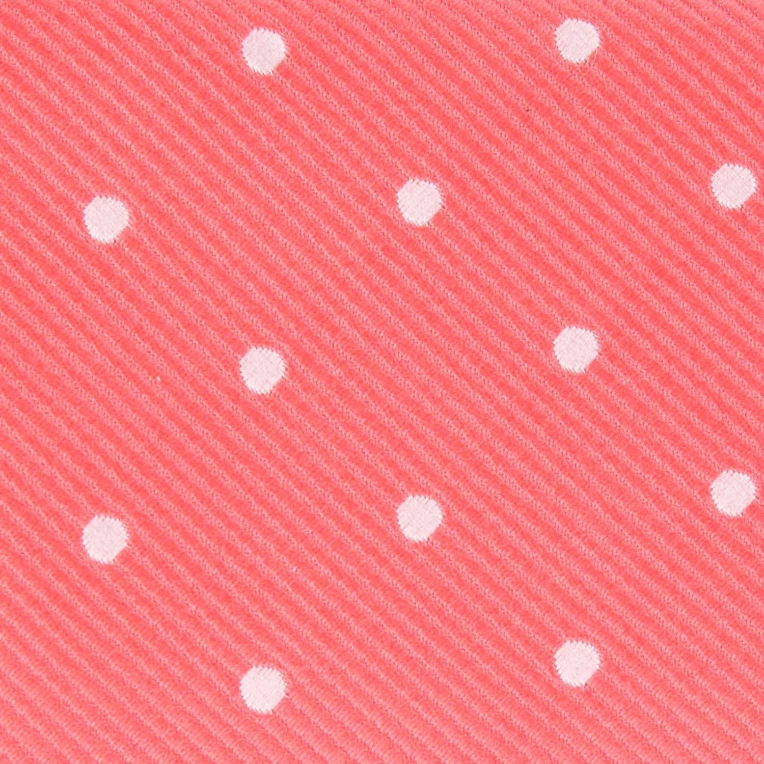 Coral Pink with White Polka Dots Fabric Skinny Tie M139