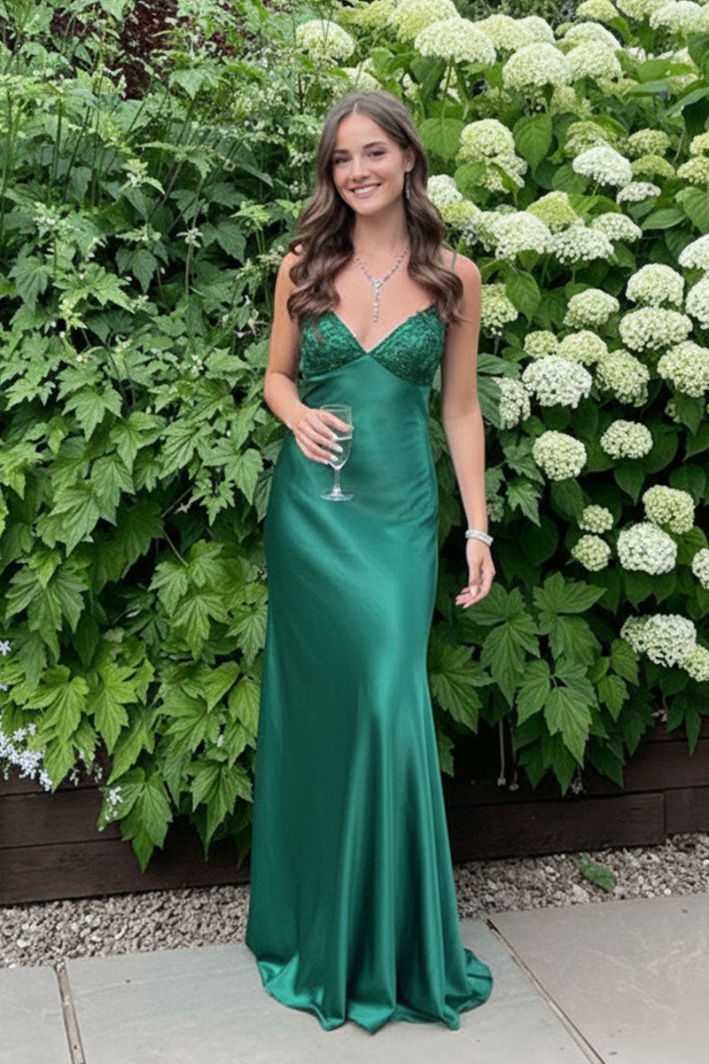 Beaded Blue Soft Satin Sheath Long Dress