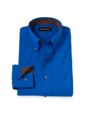 Product Image of Non-iron Cotton Solid Dress Shirt With Contrast Trim-Cobalt