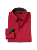 Product Image of Non-iron Cotton Solid Dress Shirt With Contrast Trim-Red