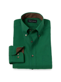 Product Image of Non-iron Cotton Solid Dress Shirt With Contrast Trim-Green