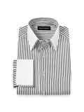 Product Image of Comfort Stretch Non-iron Stripe Dress Shirt With Contrast Trim-Black