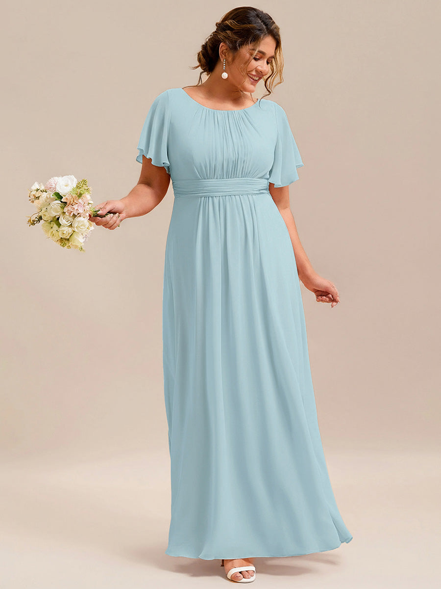 Plus Size Printed Chiffon Pleated Maxi Wedding Guest Dress #color_Sky Blue