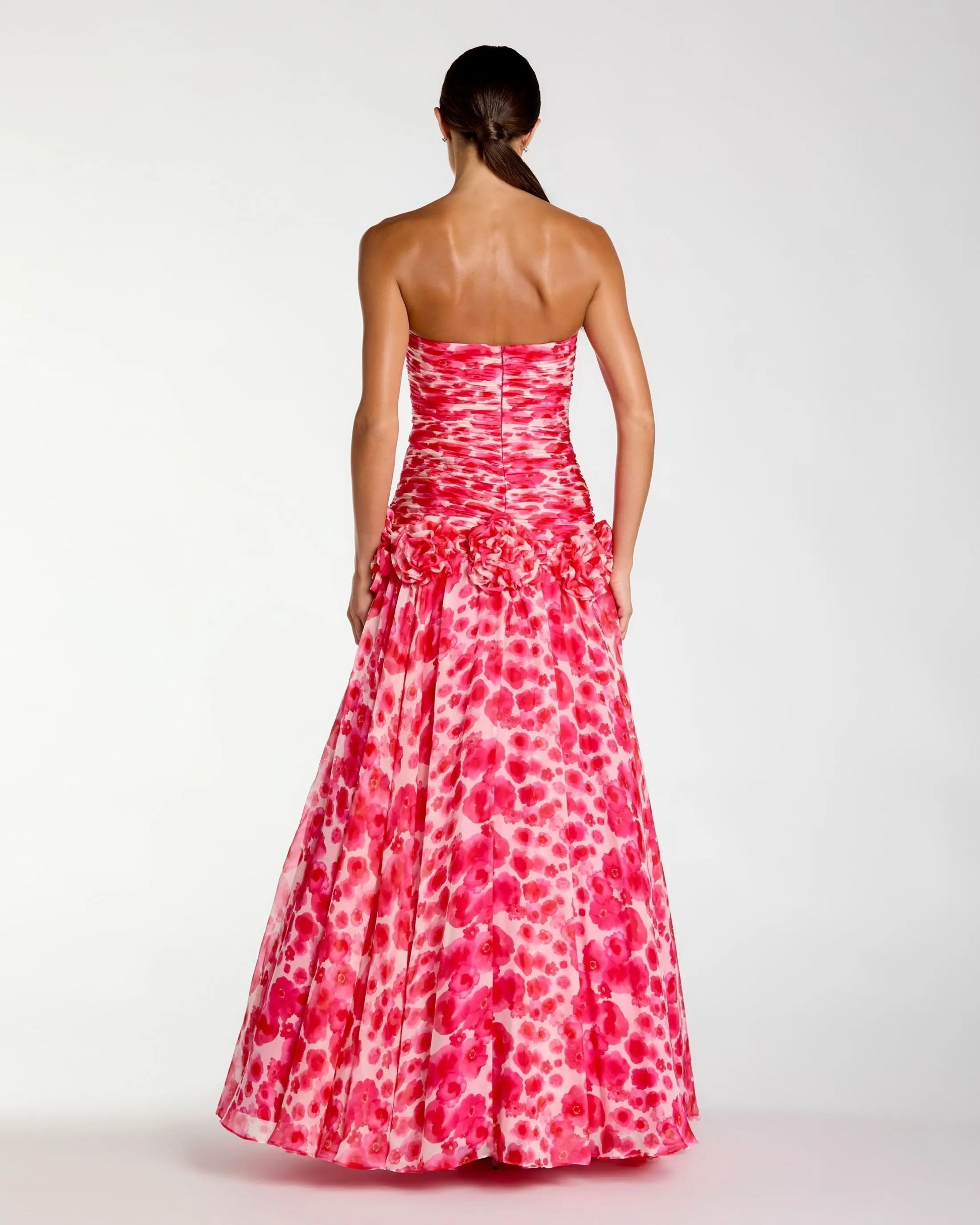 Prom Dresses Long Formal Prom Dress - 3D Floral Applique - Mac Duggal 56329 Grapefruit Multi-Chiffon-56329-Floral