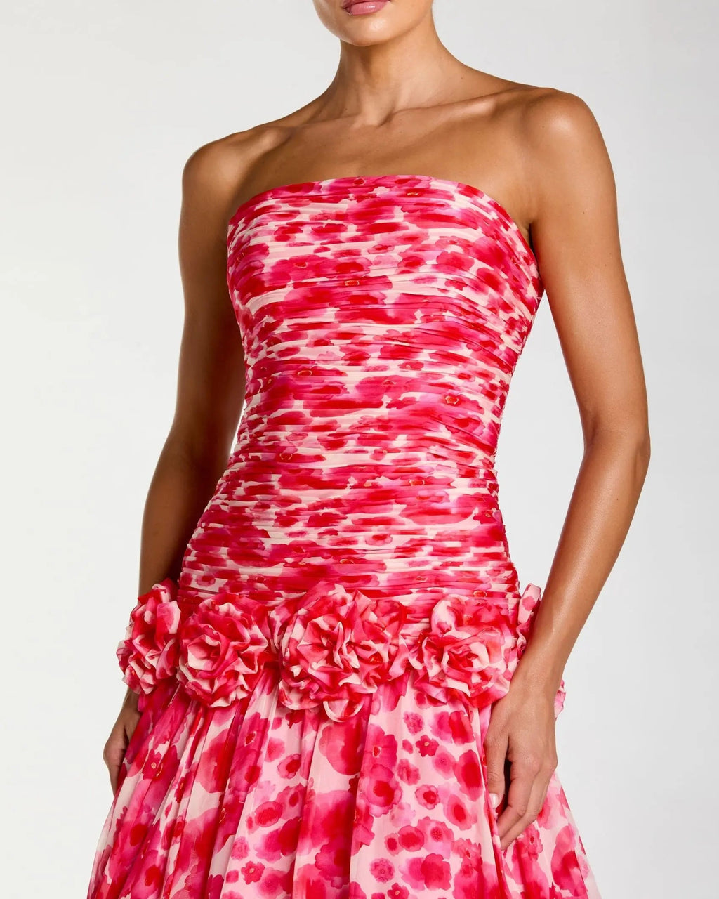 Prom Dresses Long Formal Prom Dress - 3D Floral Applique - Mac Duggal 56329 Grapefruit Multi-Chiffon-56329-Floral