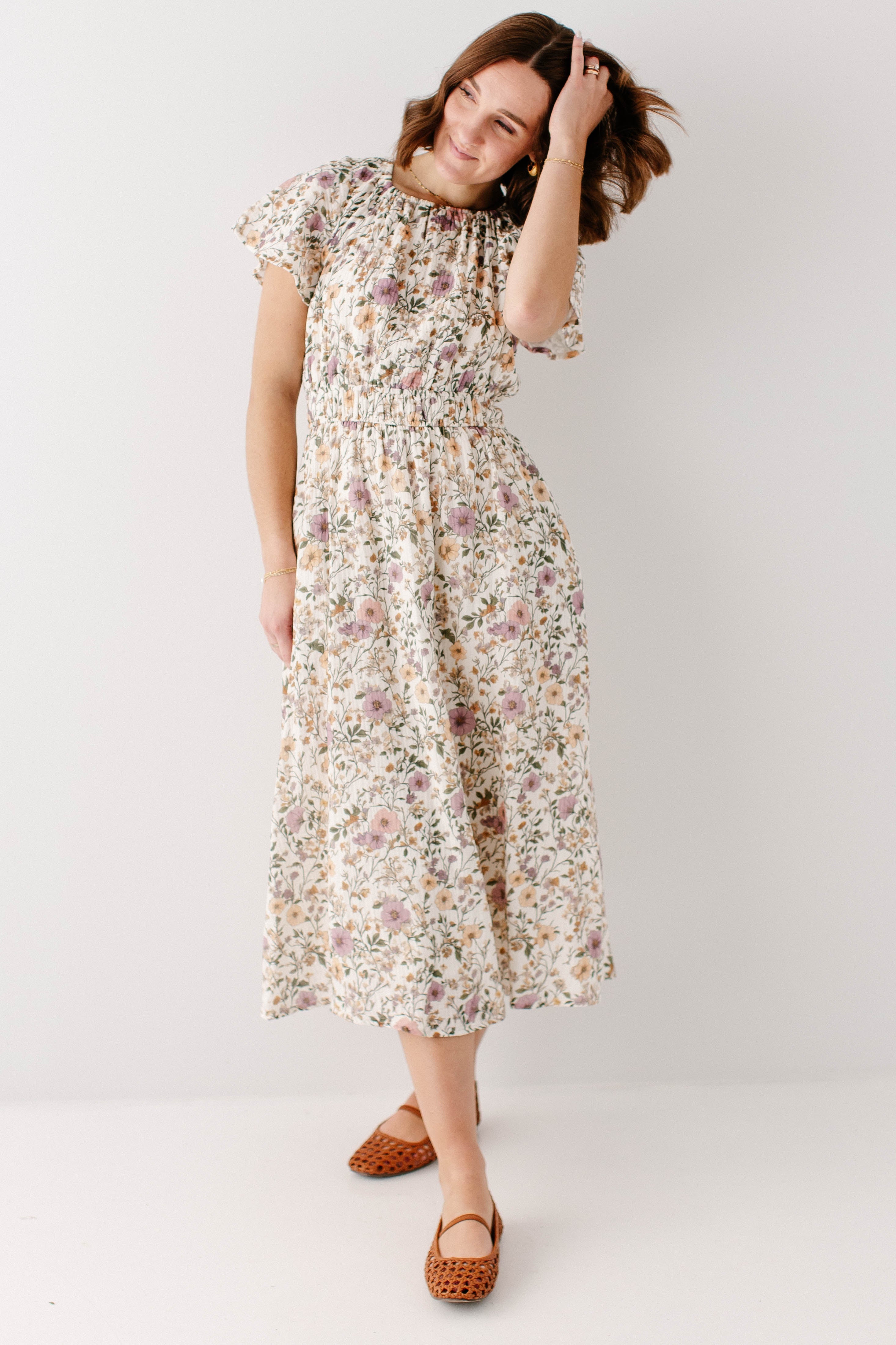 'Cynthia' Morning Glory Cotton Gauze Dress