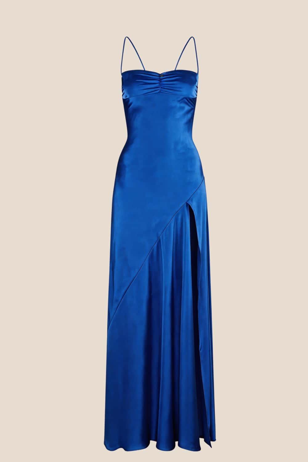 Spaghetti Straps Aqua Long Dress with Slit