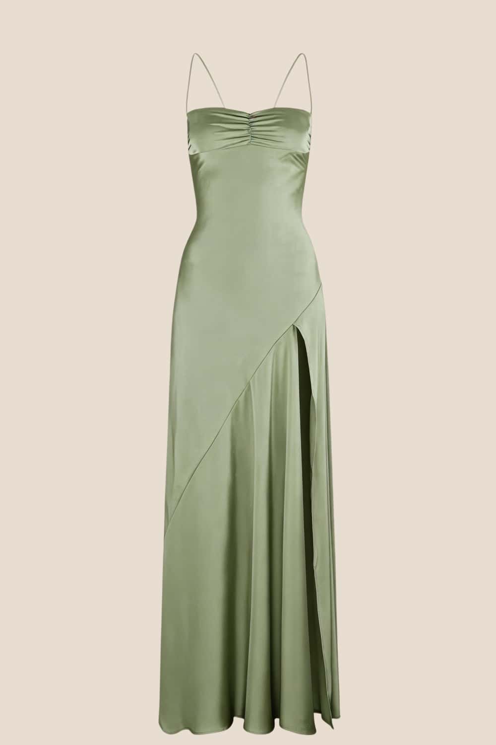 Spaghetti Straps Aqua Long Dress with Slit