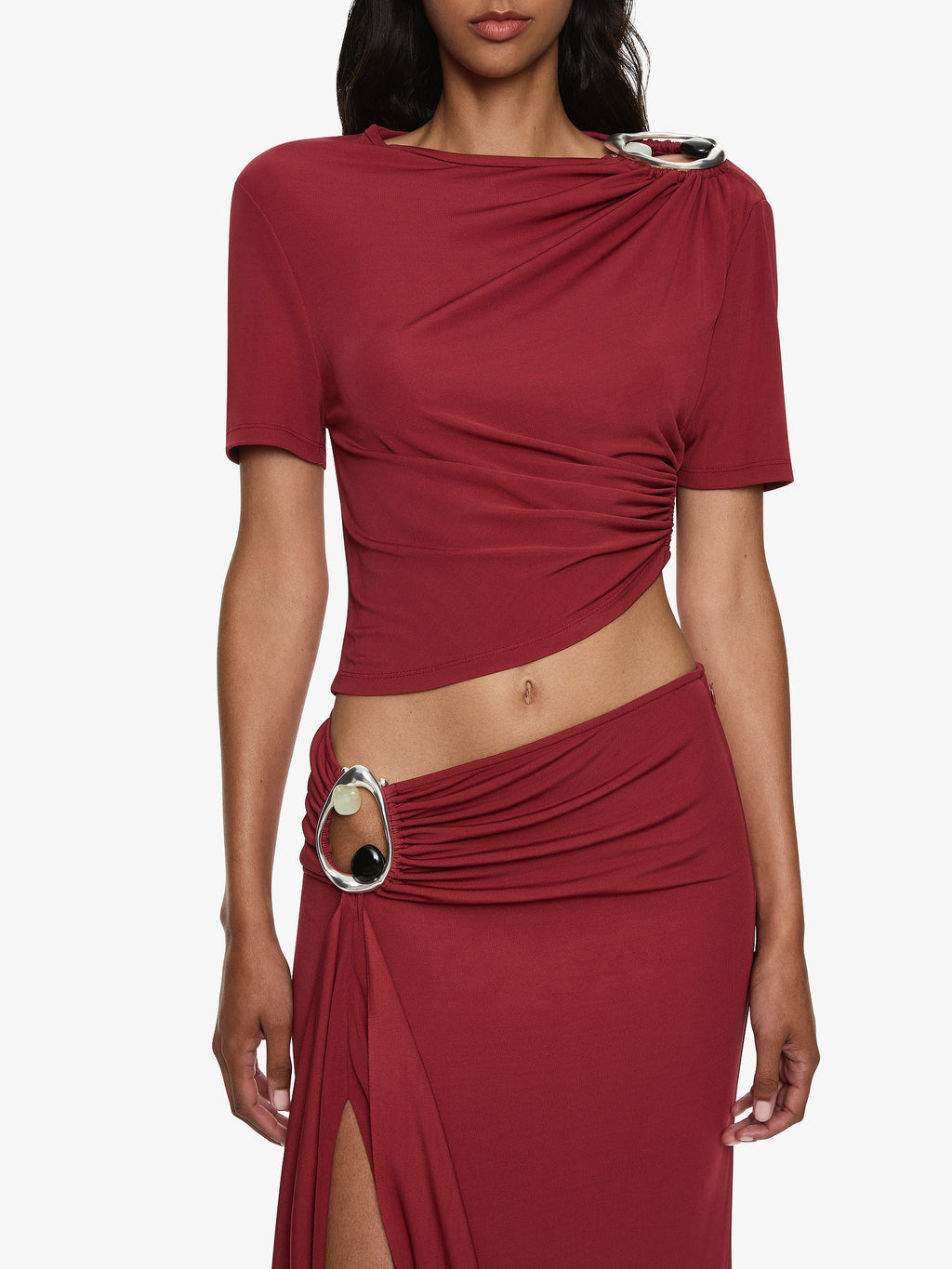 Orica Crystal Ruched Jersey Tee - Christopher Esber
