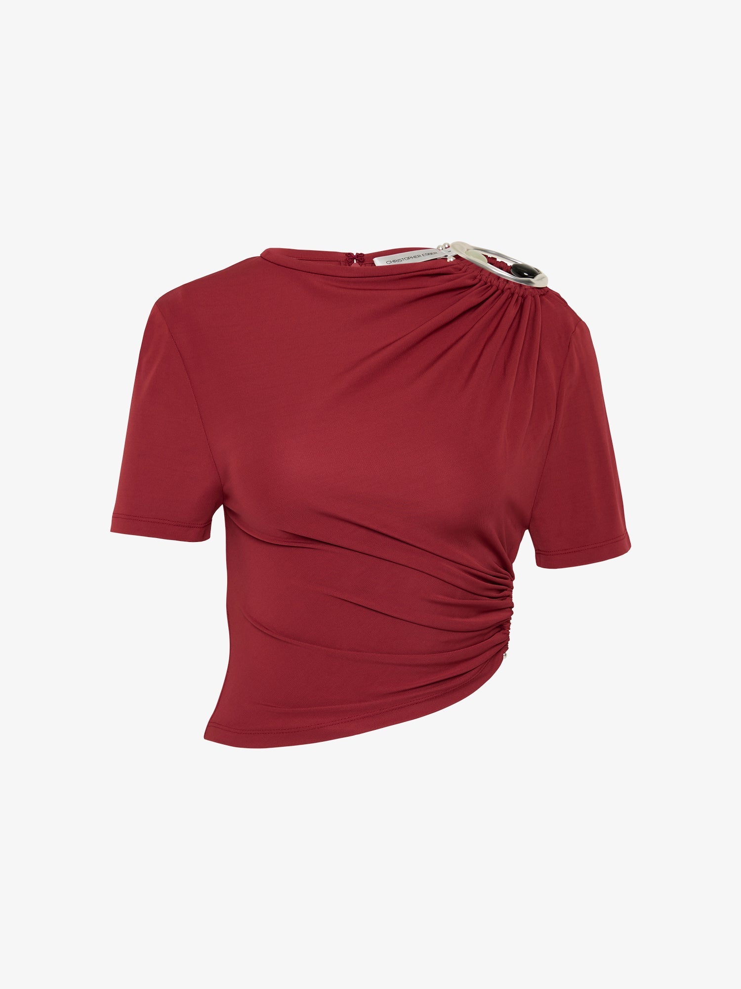Orica Crystal Ruched Jersey Tee - Christopher Esber