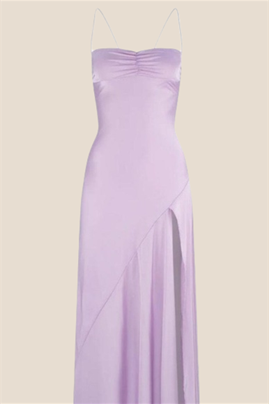 Spaghetti Straps Aqua Long Dress with Slit