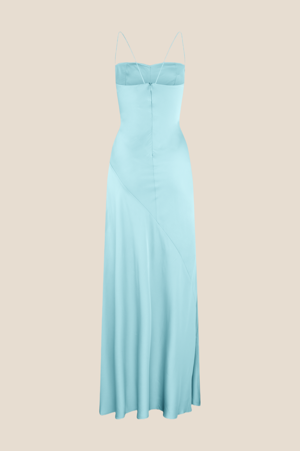 Spaghetti Straps Aqua Long Dress with Slit