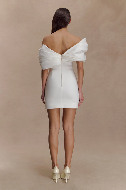 Aphrodite Off Shoulder Crepe Mini Dress - Ivory