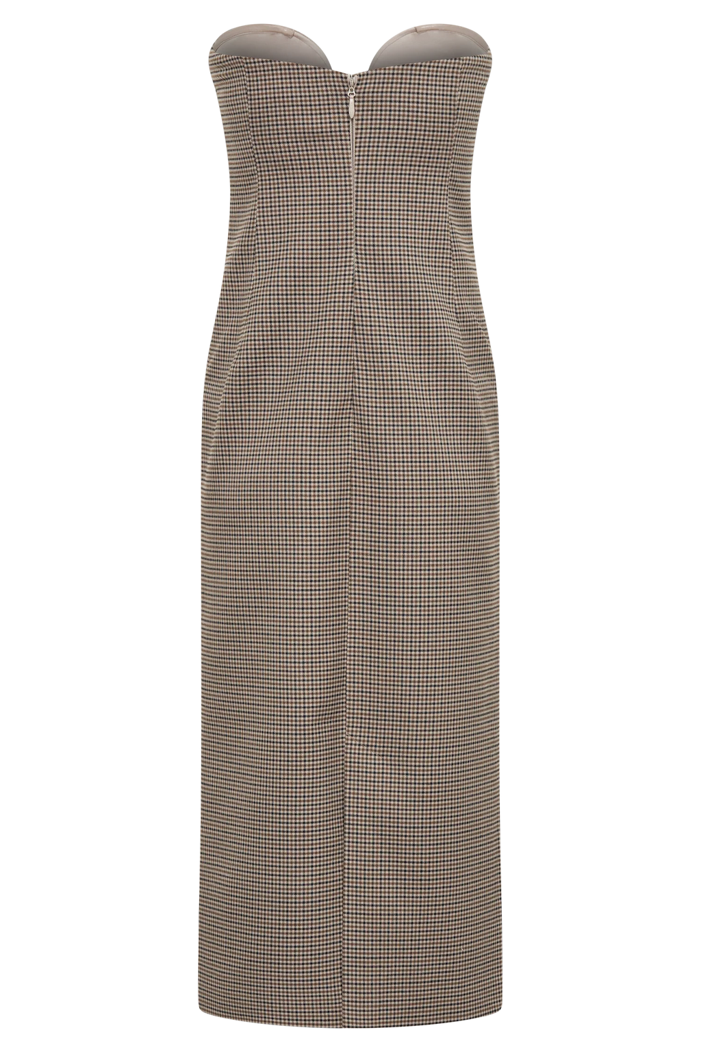 Christie Strapless Midi Dress - Tan Check