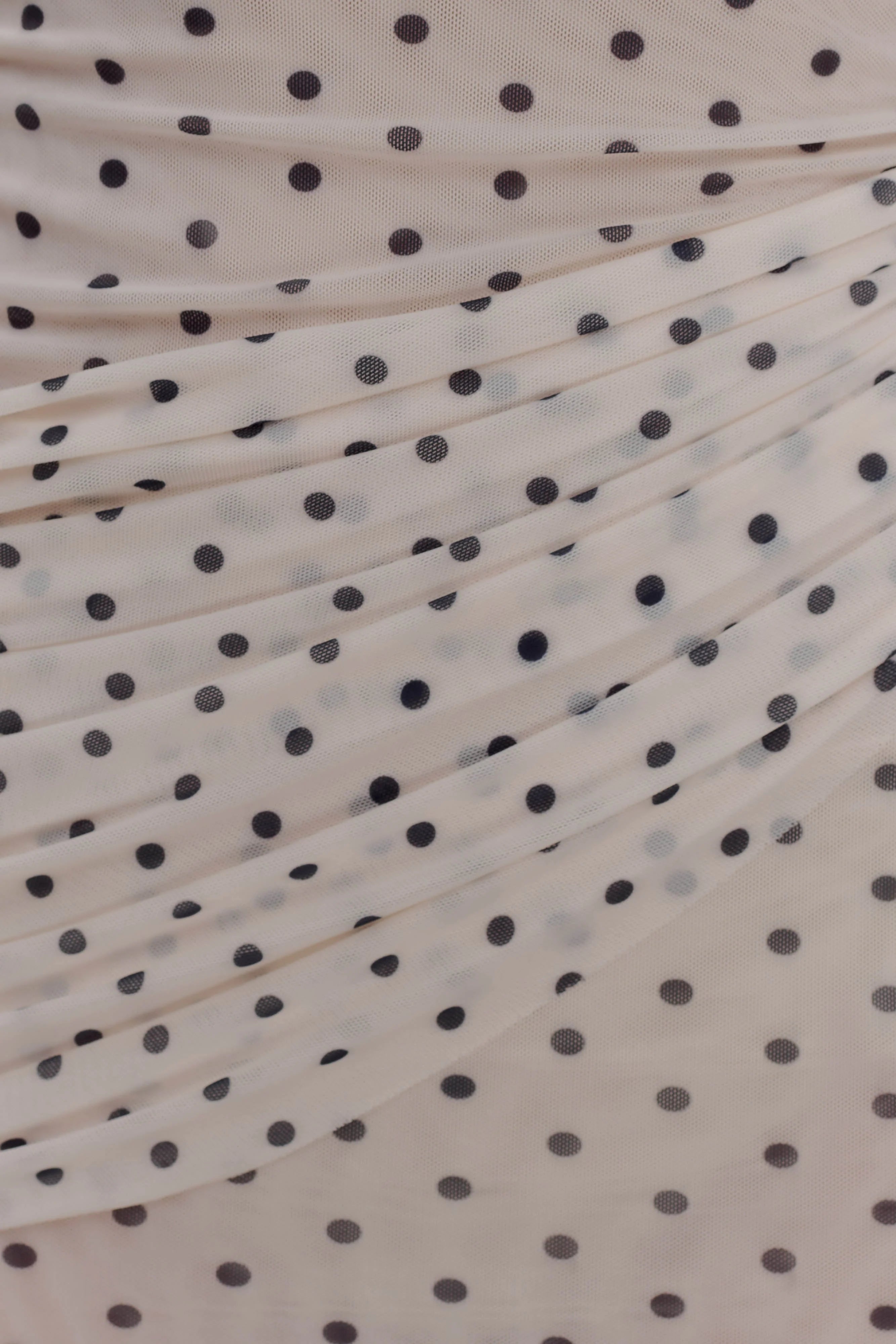Adrienne One Shoulder Mesh Mini Dress - Polka Dot