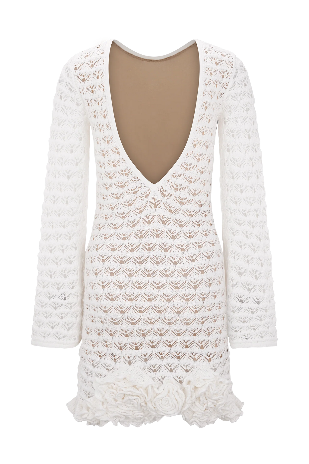 Aileen Ruffle Crochet Mini Dress - Ivory