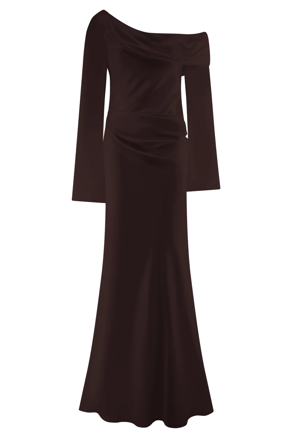 Iris Long Sleeve Satin Maxi Dress - Dark Chocolate