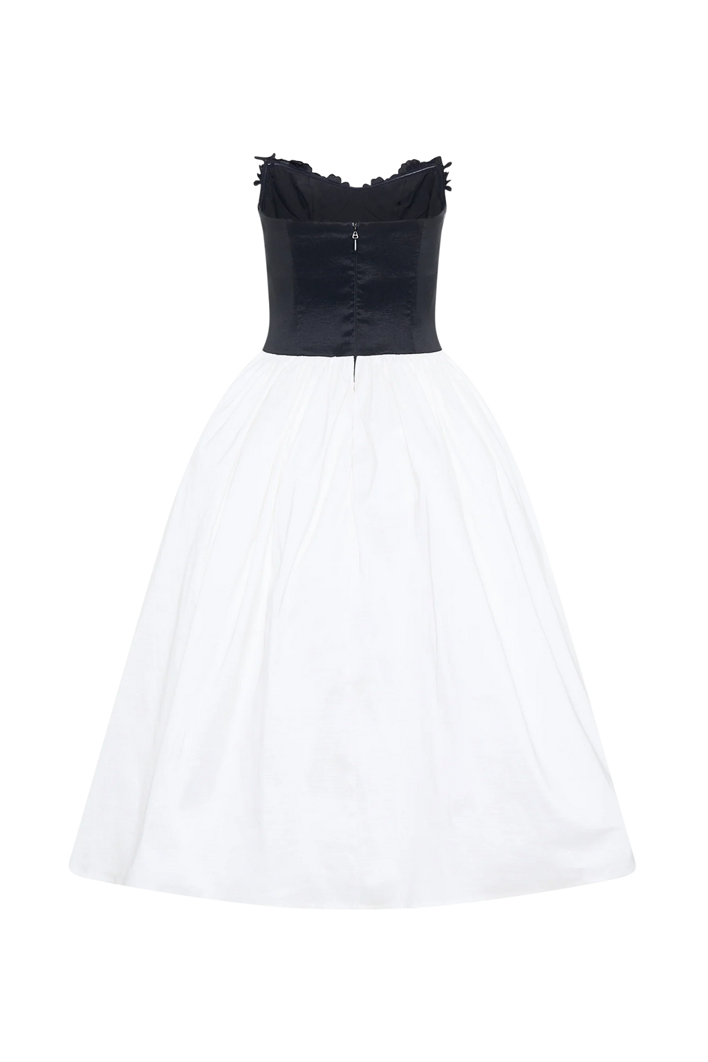 Elyssa Embroidered Contrast Midi Dress - Black/White