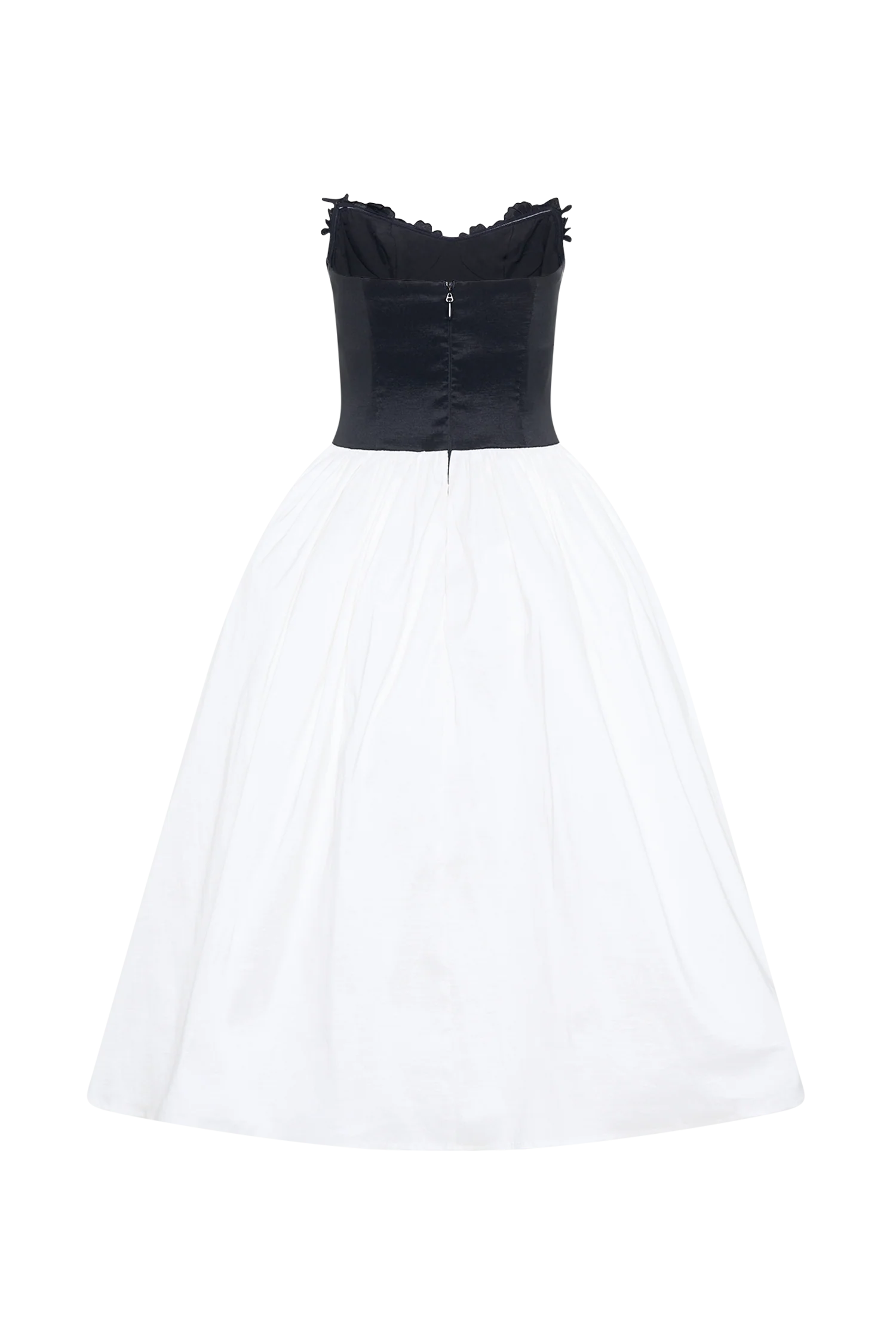 Elyssa Embroidered Contrast Midi Dress - Black/White