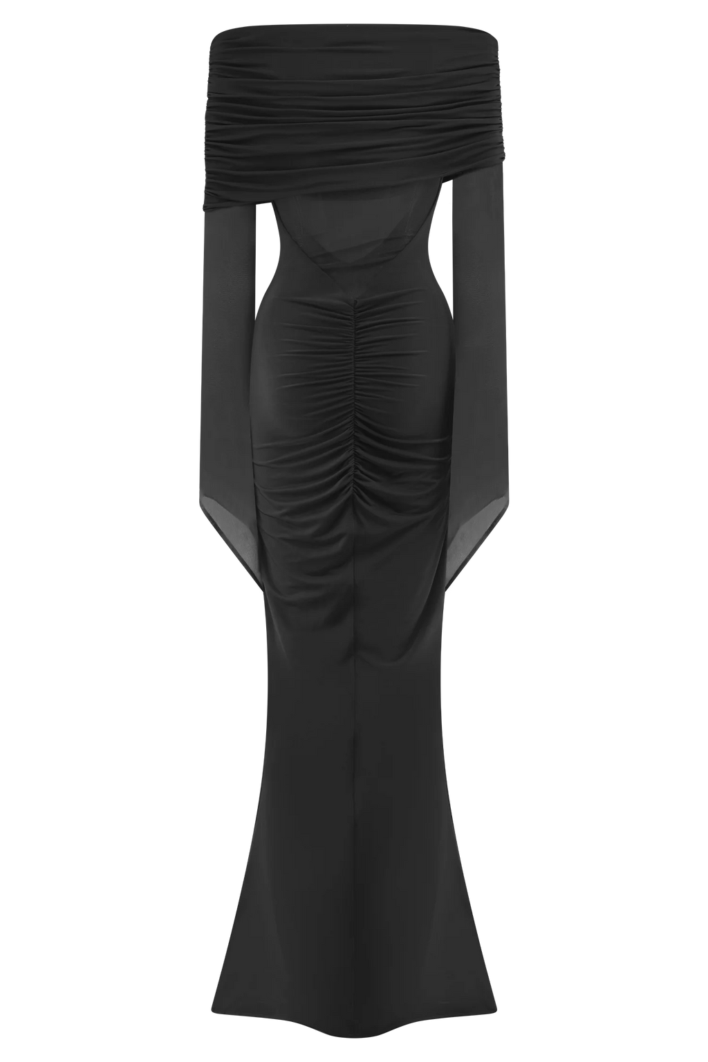 Kaitlin One Shoulder Slinky And Mesh Maxi Dress - Black