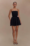 Mischa Mesh Mini Dress With Flower - Black