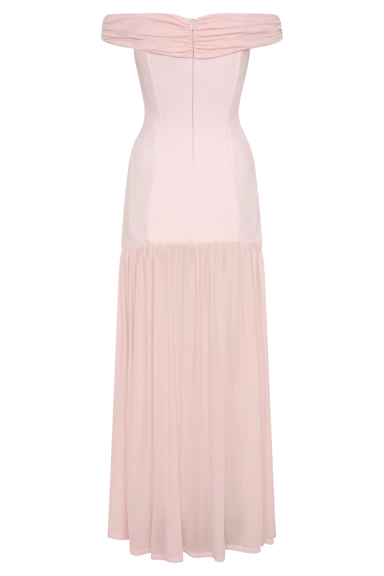Kellie Off Shoulder Crepe Maxi Dress - Blush Pink
