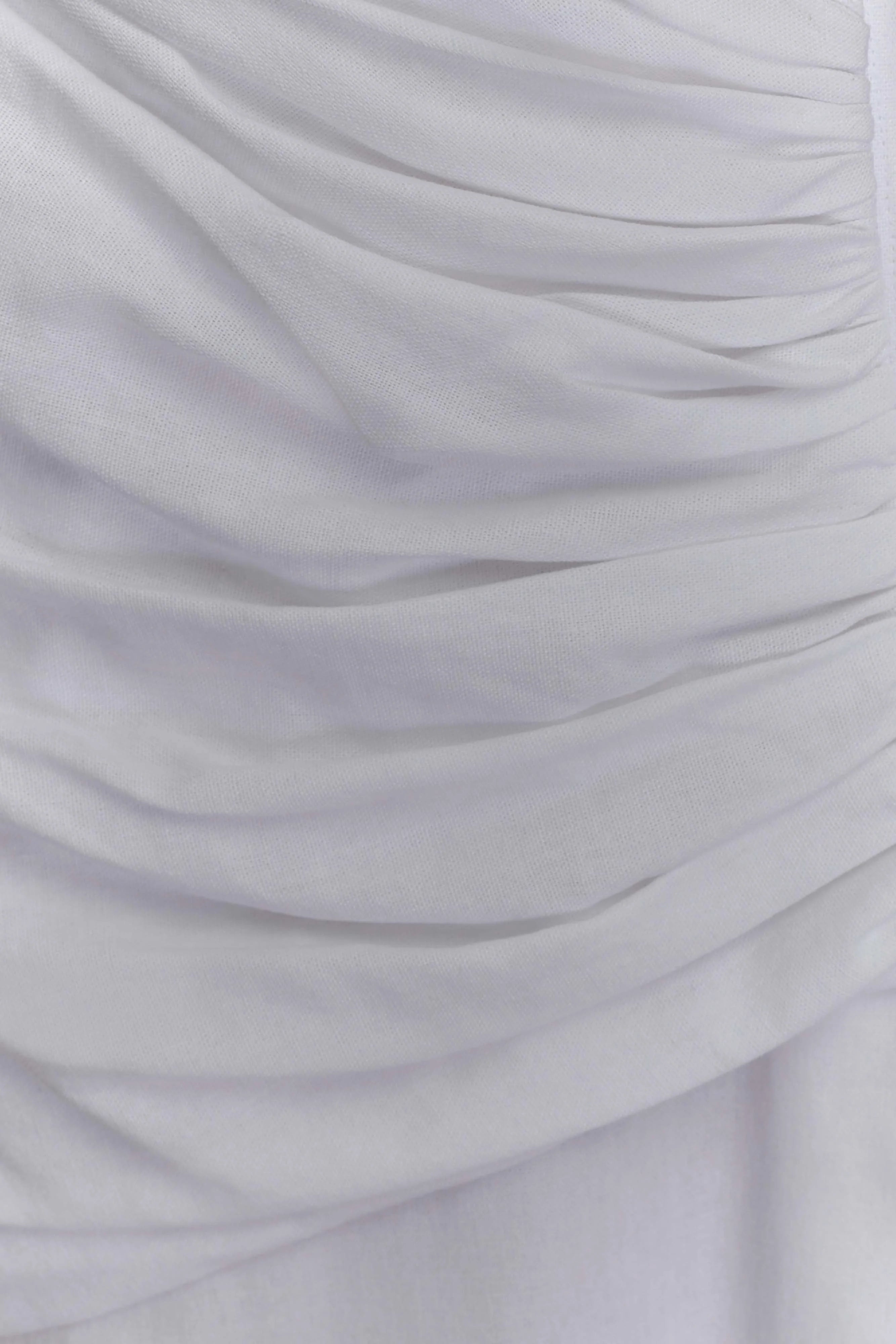 Dante Ruched Linen Midi Dress - White