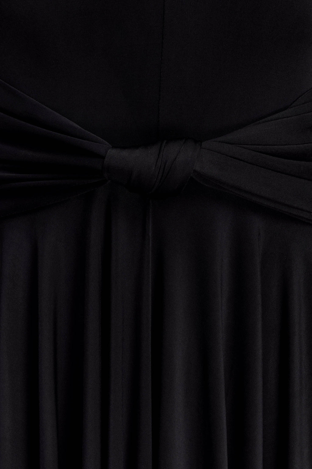 Zelda Asymmetric Slinky Midi Dress - Black