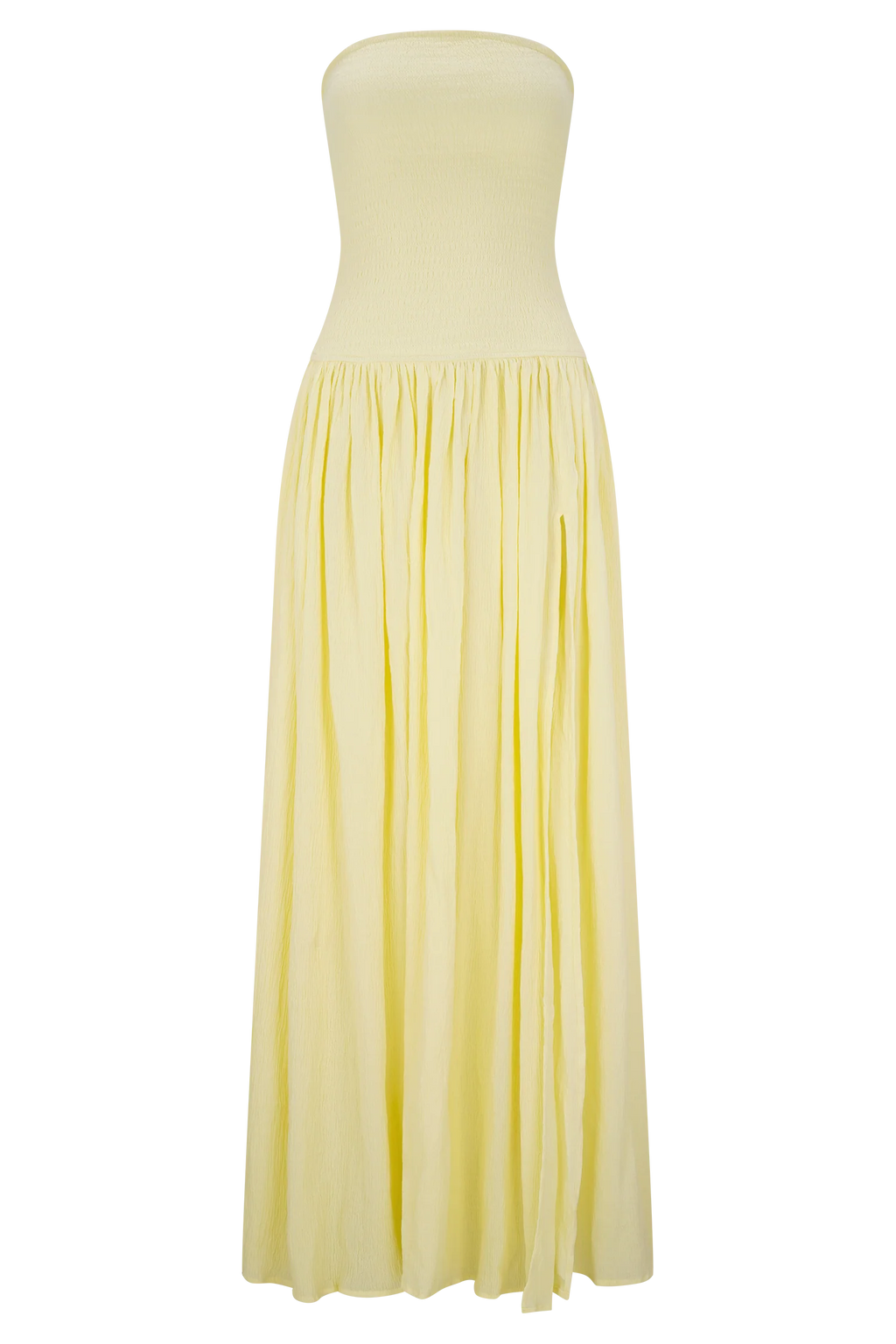 Maureen Cotton Shirring Maxi Dress - Lemon
