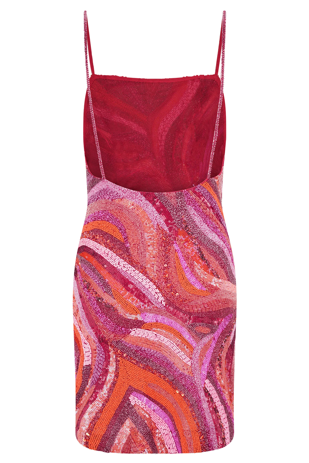 Eloise Hand Beaded Mini Dress - Pink Swirl Print