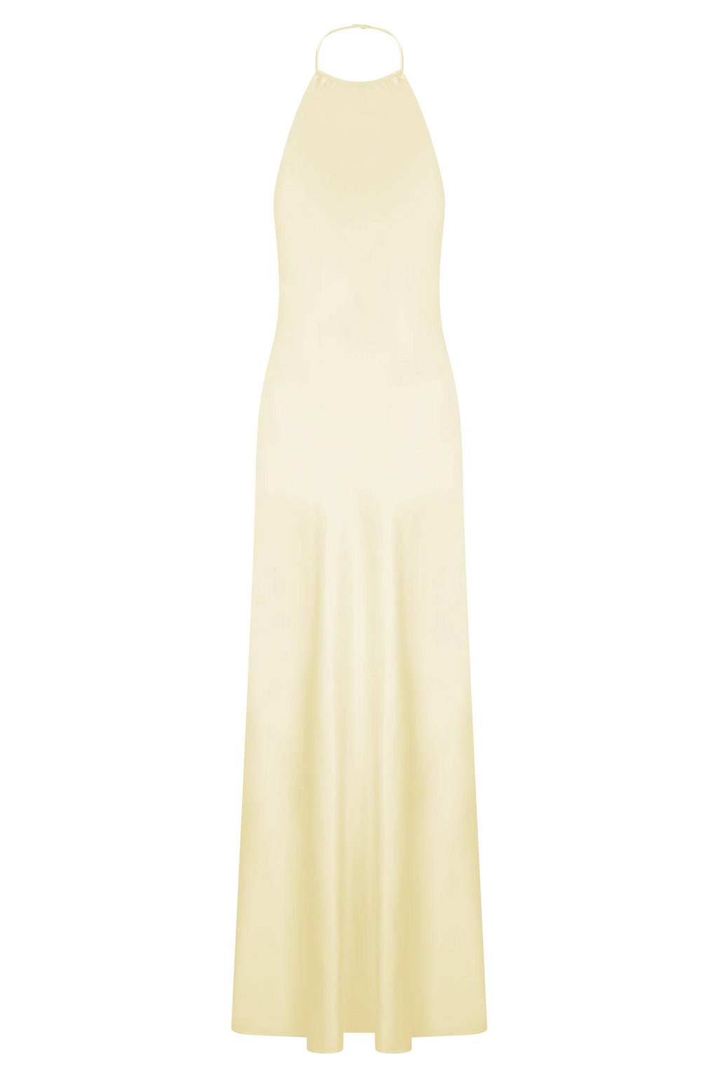 Bella Satin Halter Maxi Dress - Lemon